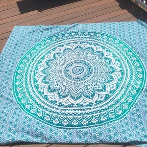 Green and blue tapestry